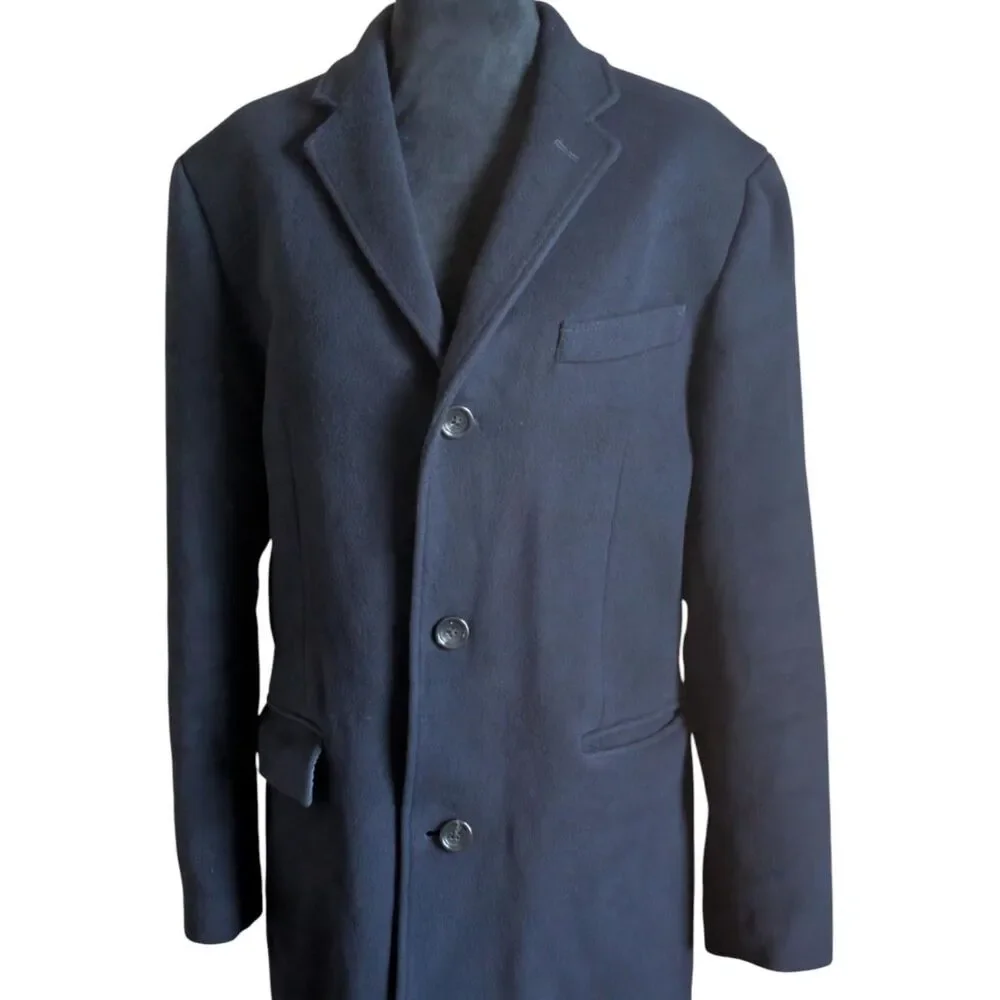 J.Crew Ludlow Mens 38S Black Wool Cashmere Overcoat Single Breasted Topcoat